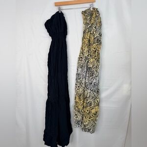 Lot of 2 Torrid Strapless Maxi Dresses Size 0 (12) black/paisley